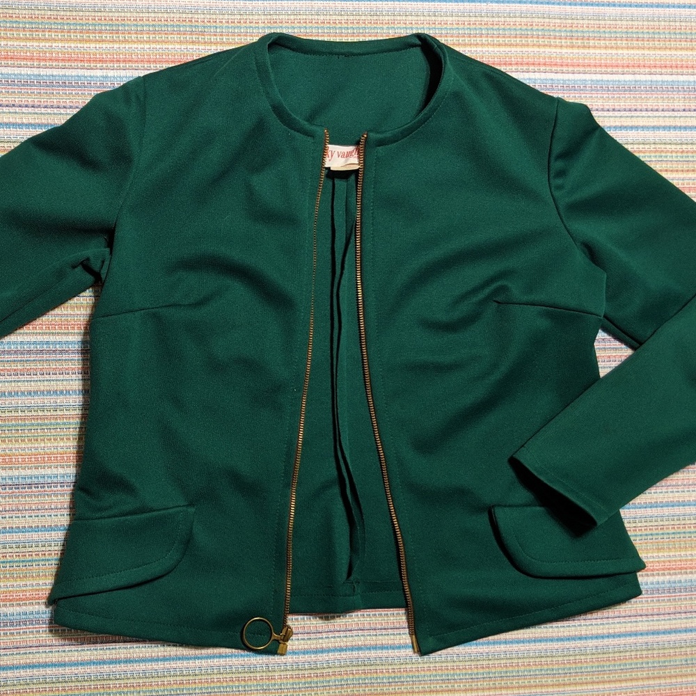 Vintage 60's Vicky Vaughn Green Poly Jacket Small